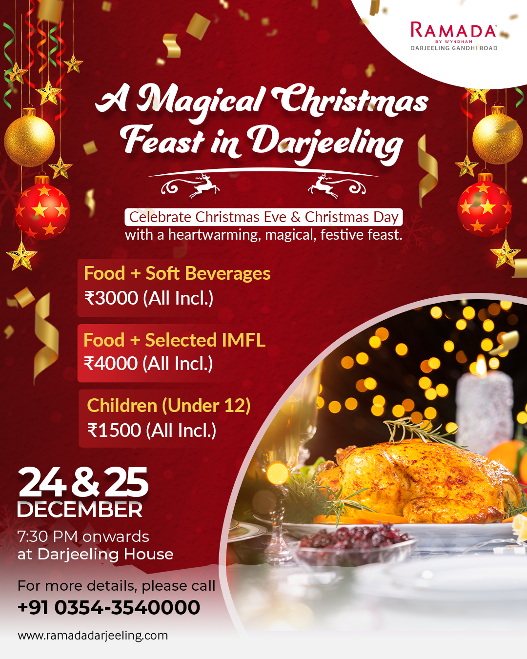 Christmas Dinner in Darjeeling 24 and 25 December